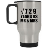 27th Anniversary Square Root of 729 Years As Mr & Mrs - Silver Travel Mug
