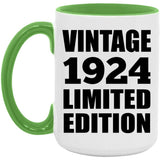 100th Birthday Vintage 1924 Limited Edition - 15oz Accent Mug Green