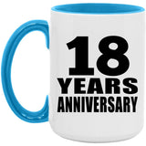 18th Anniversary 18 Years - 15oz Accent Mug Blue
