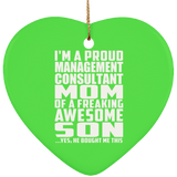 Proud Management Consultant Mom Of Awesome Son - Heart Ornament