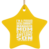 Proud Social Community Manager Mom Of Awesome Son - Star Ornament