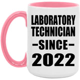 Laboratory Technician Since 2022 - 15oz Accent Mug Pink