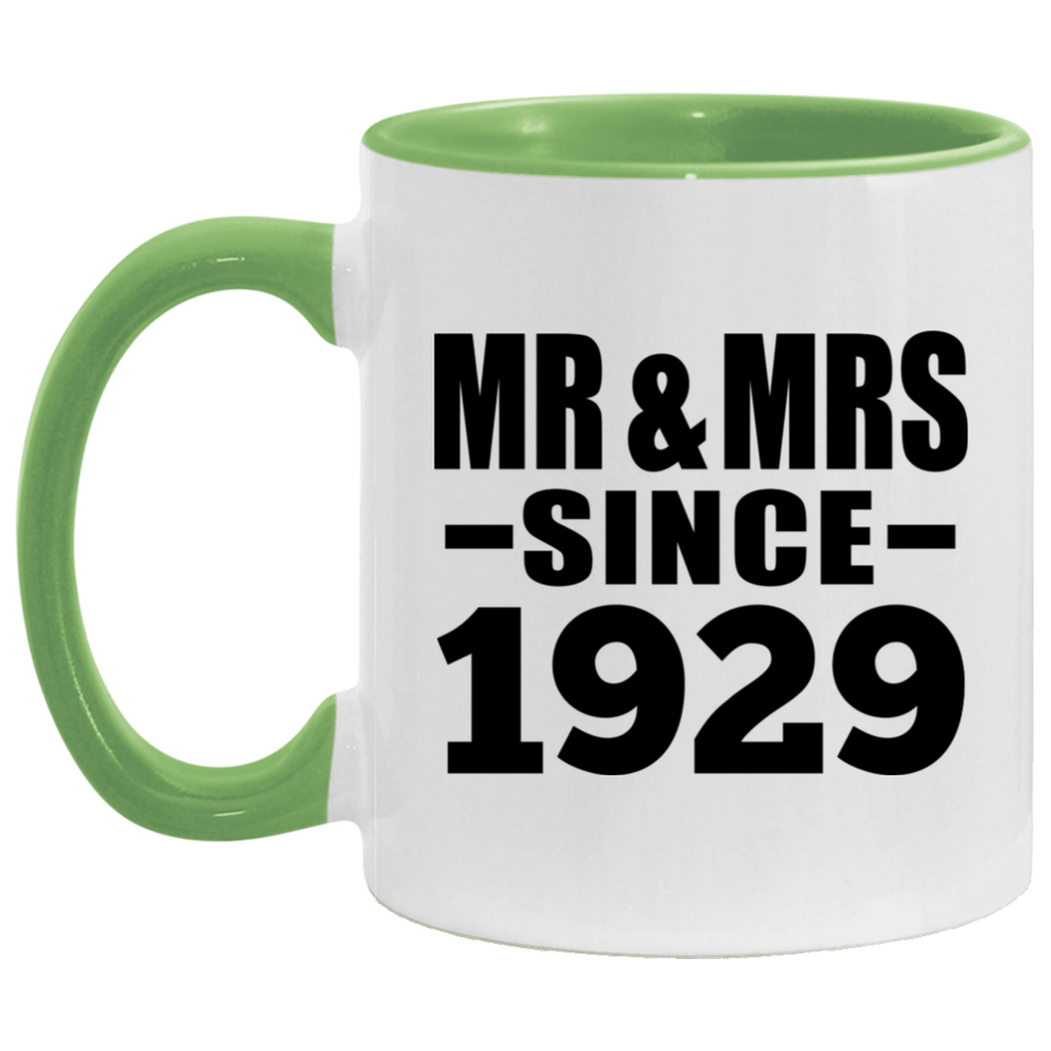 95th Anniversary Mr & Mrs Since 1929 - 11oz Accent Mug Green