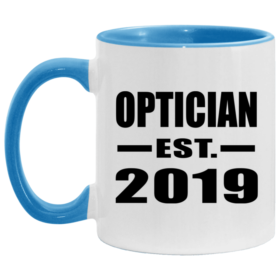 Optician Established EST. 2019 - 11oz Accent Mug Blue