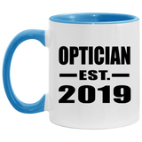 Optician Established EST. 2019 - 11oz Accent Mug Blue