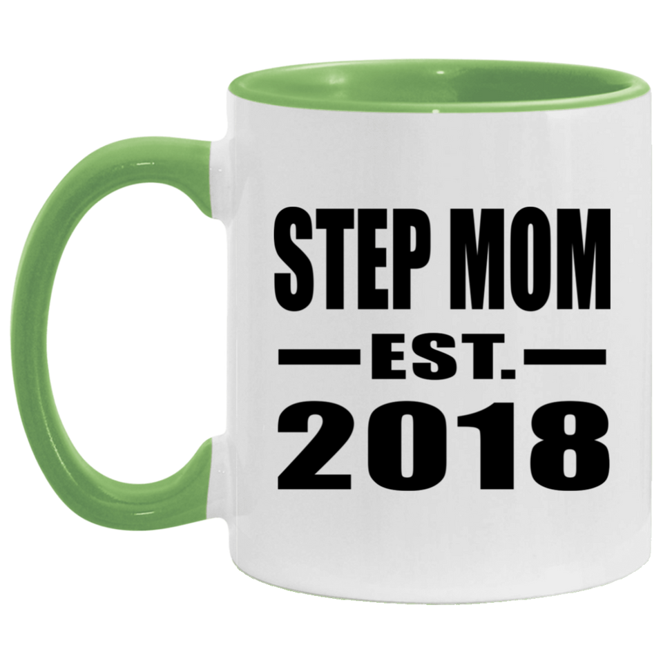 Step Mom Established EST. 2018 - 11oz Accent Mug Green