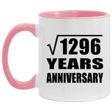 36th Anniversary Square Root of 1296 Years Anniversary - 11oz Accent Mug Pink