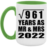 31st Anniversary Square Root of 961 Years As Mr & Mrs 2022 - 15oz Accent Mug Green