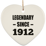 112th Birthday Legendary Since 1912 - Heart Ornament