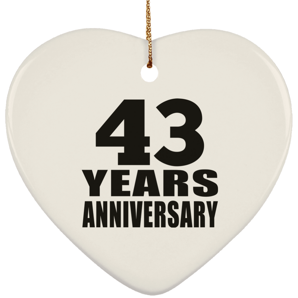 43rd Anniversary 43 Years - Heart Ornament