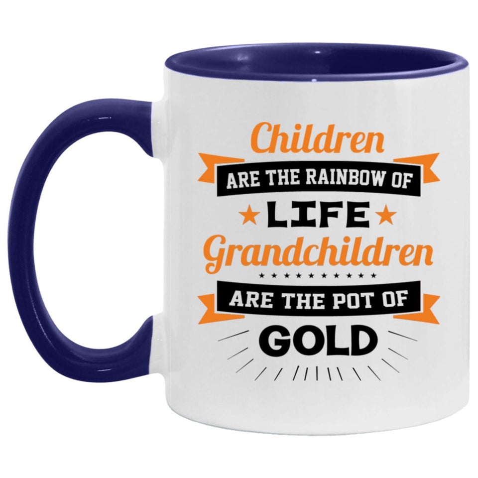 Children Are Rainbow Of Life, Grandchildren Are Pot Of Gold - 11oz Accent Mug Purple