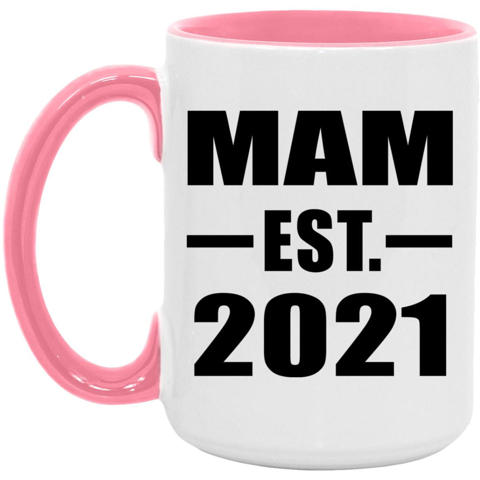 Mam Established EST. 2021 - 15oz Accent Mug Pink