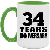 34th Anniversary 34 Years Anniversary - 15oz Accent Mug Green