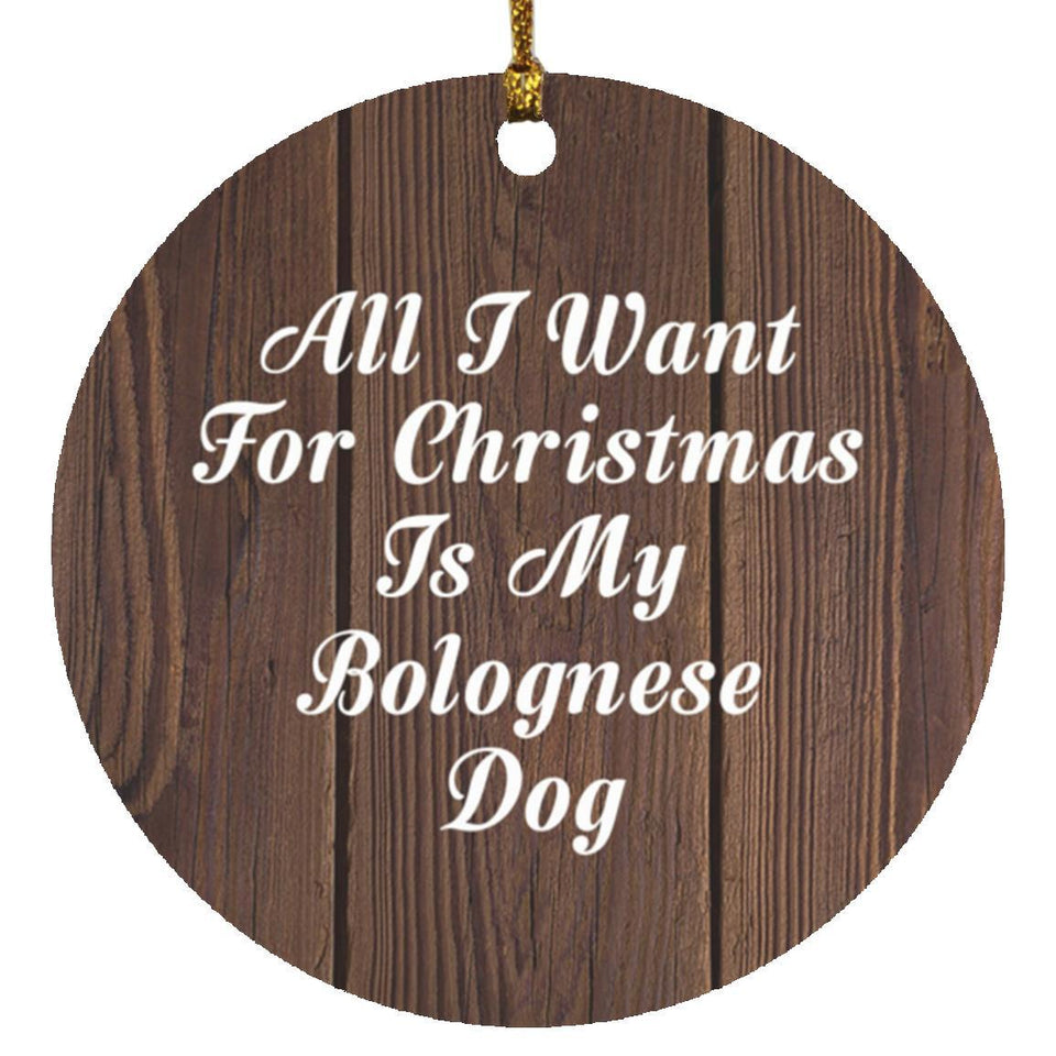 All I Want For Christmas Is My Bolognese Dog - Circle Ornament D