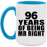 96th Anniversary 96 Years Of Being Mr Right - 15oz Accent Mug Blue