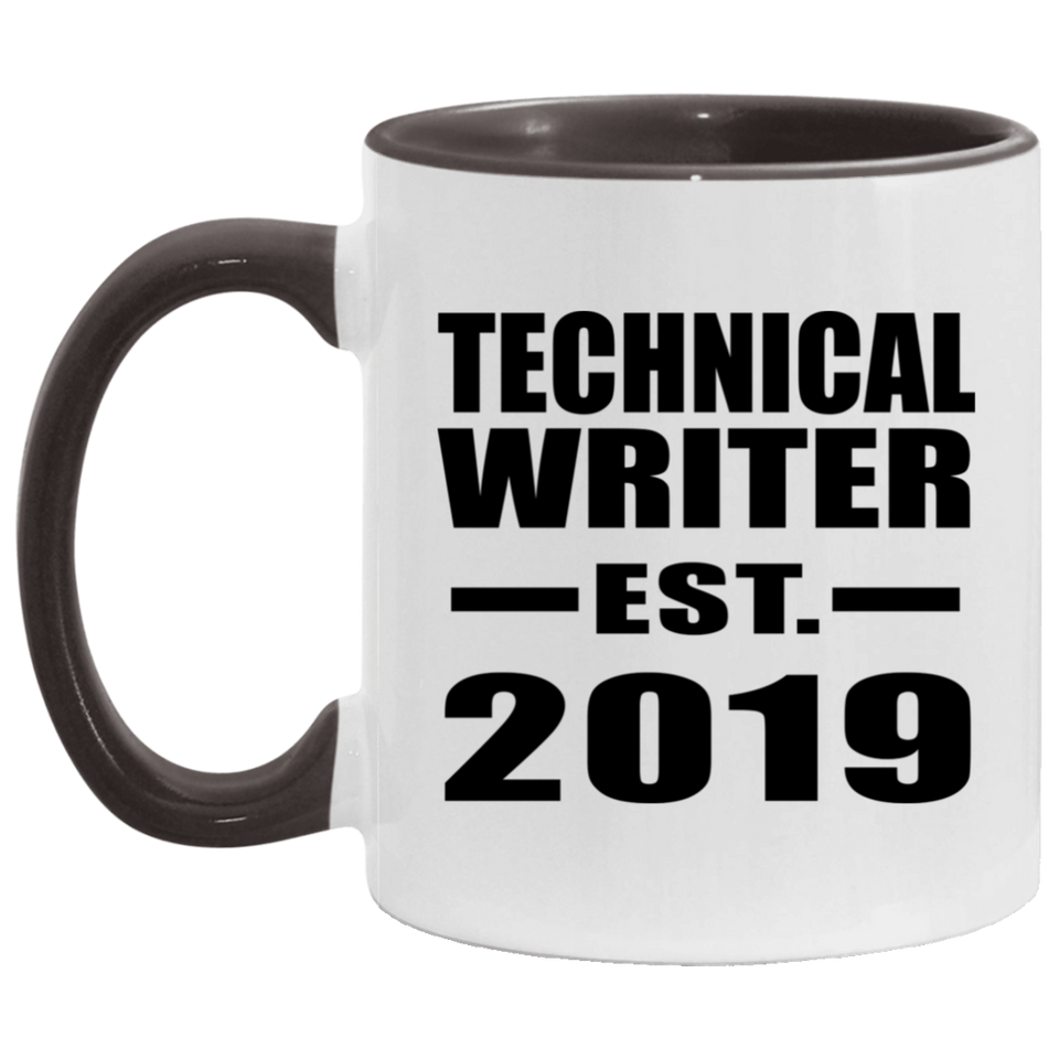 Technical Writer Established EST. 2019 - 11oz Accent Mug Black