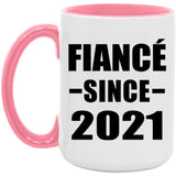 Fiance Since 2021 - 15oz Accent Mug Pink