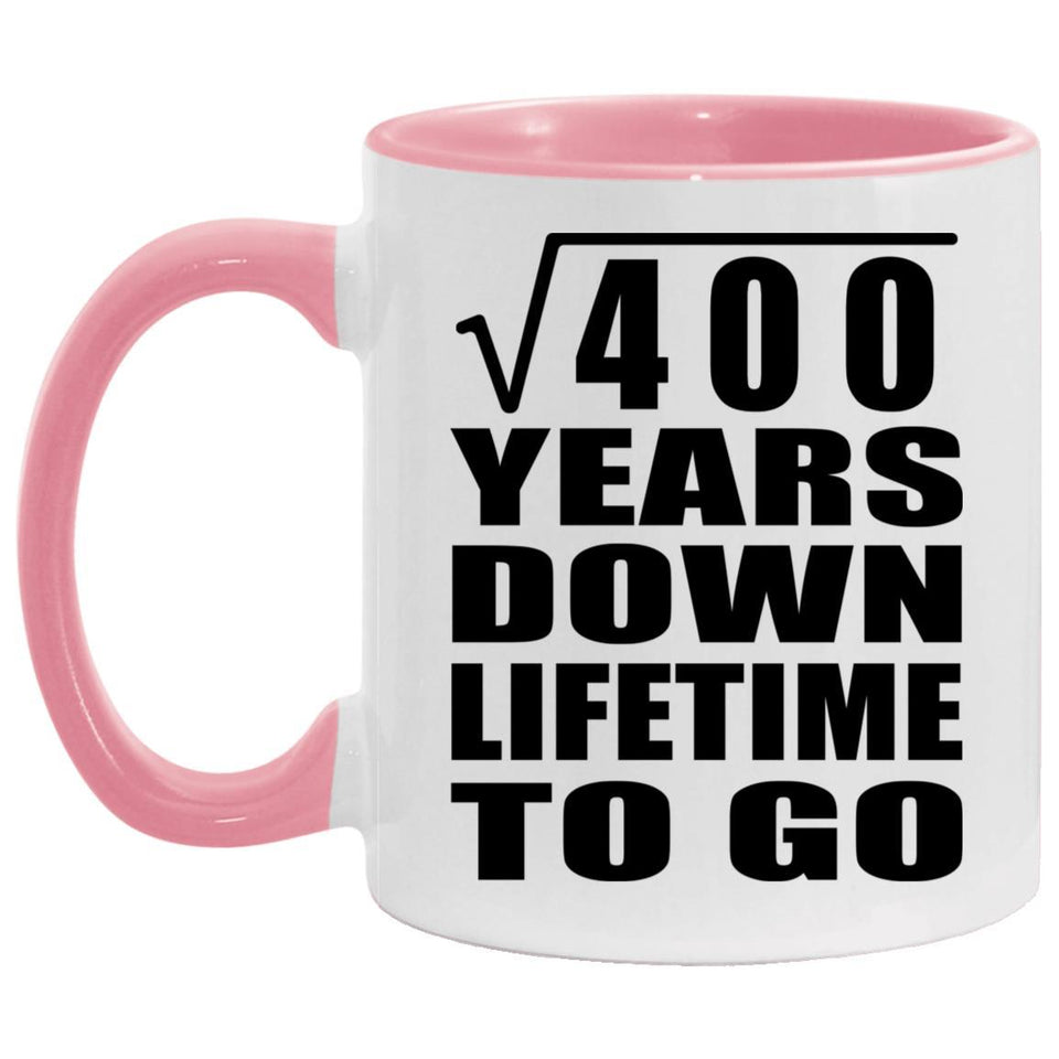 20th Anniversary Square Root of 400 Years Lifetime To Go - 11oz Accent Mug Pink