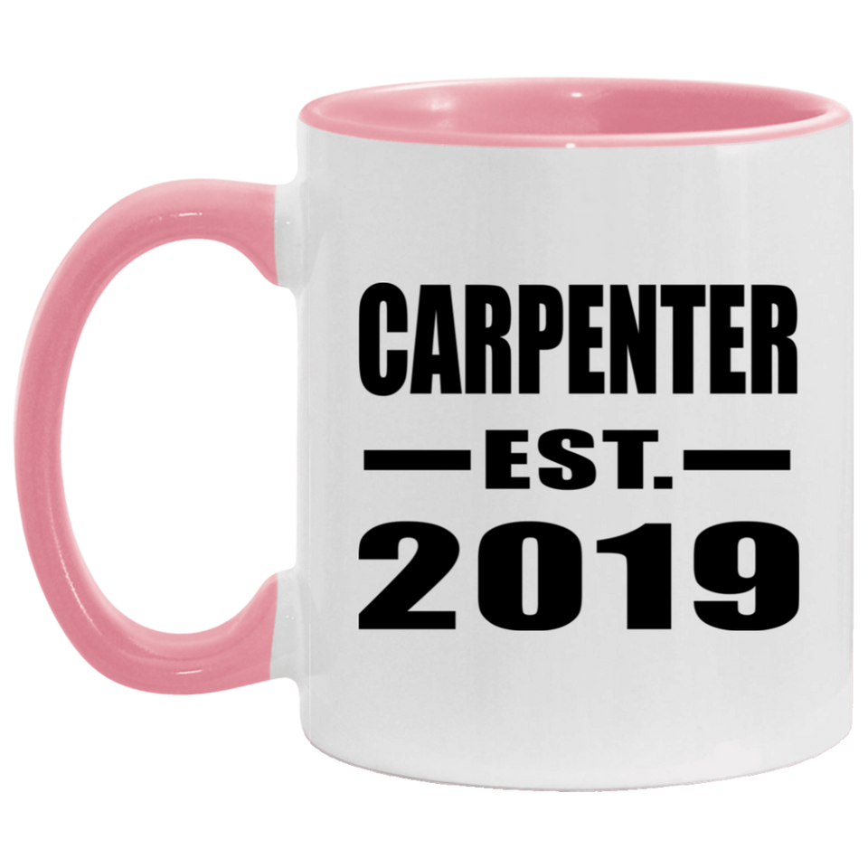 Carpenter Established EST. 2019 - 11oz Accent Mug Pink