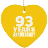 93rd Anniversary 93 Years - Heart Ornament