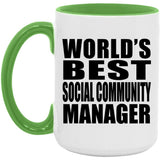 World's Best Social Community Manager - 15oz Accent Mug Green