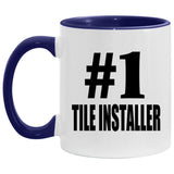 Number One #1 Tile Installer - 11oz Accent Mug Purple