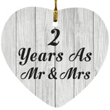 2nd Anniversary 2 Years As Mr & Mrs - Heart Ornament F