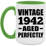 82nd Birthday Vintage 1942 Aged Perfectly - 15oz Accent Mug Green