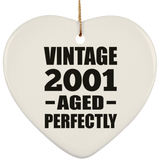 23rd Birthday Vintage 2001 Aged Perfectly - Heart Ornament