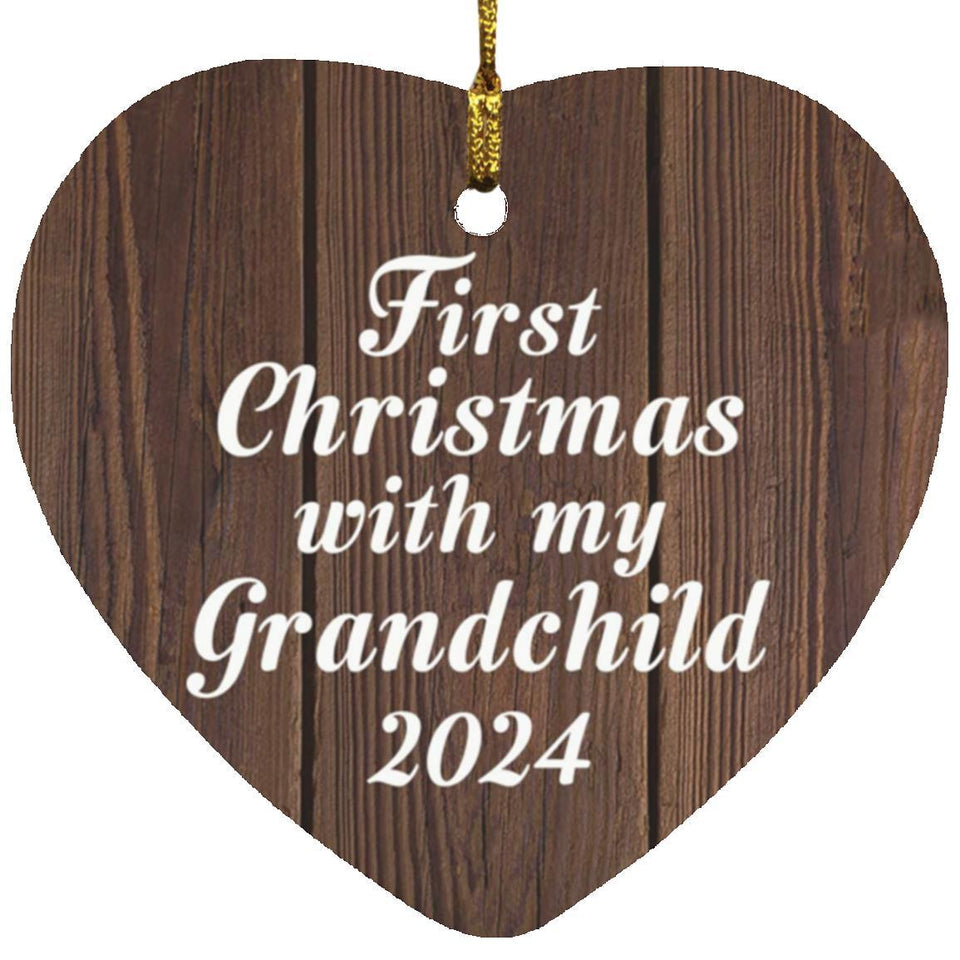 First Christmas With My Grandchild 2024 - Heart Ornament D