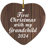 First Christmas With My Grandchild 2024 - Heart Ornament D