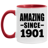 123rd Birthday Amazing Since 1901 - 11oz Accent Mug Red