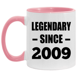 15th Birthday Legendary Since 2009 - 11oz Accent Mug Pink