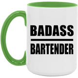 Badass Bartender - 15oz Accent Mug Green