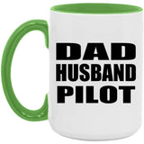 Dad Husband Pilot - 15oz Accent Mug Green