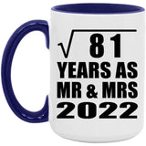 9th Anniversary Square Root of 81 Years As Mr & Mrs 2022 - 15oz Accent Mug Purple