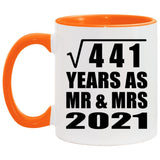 21st Anniversary Square Root of 441 Years As Mr & Mrs 2021 - 11oz Accent Mug Orange