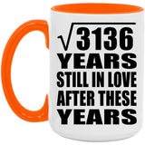 56th Anniversary Square Root of 3136 Years Still In Love - 15oz Accent Mug Orange