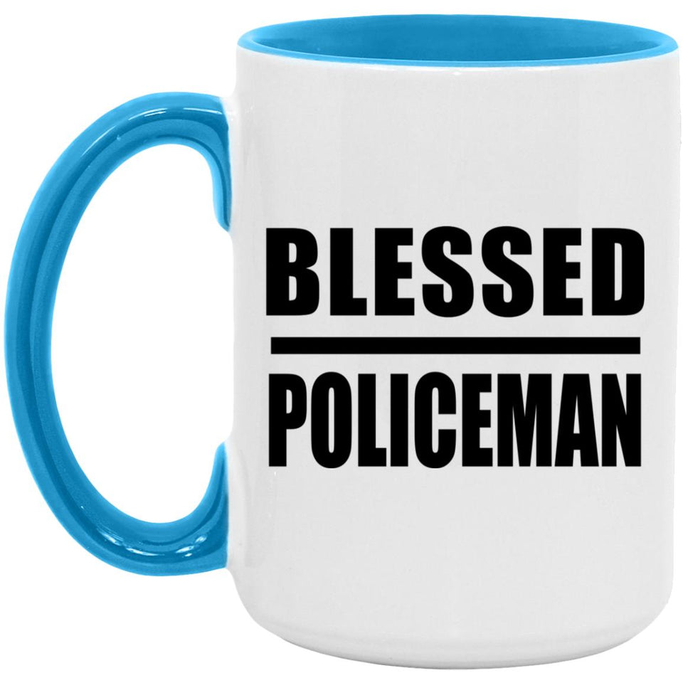 Blessed Policeman - 15oz Accent Mug Blue