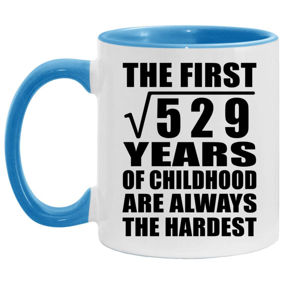 23rd Birthday Square Root of 529 Years of Childhood - 11oz Accent Mug Blue