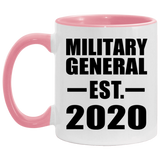 Military General Established EST. 2020 - 11oz Accent Mug Pink