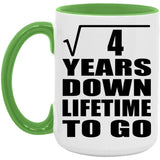 2nd Anniversary Square Root of 4 Years Lifetime To Go - 15oz Accent Mug Green
