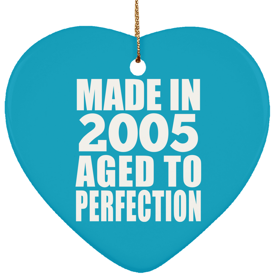 19th Birthday Made In 2005 Aged to Perfection - Heart Ornament