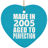 19th Birthday Made In 2005 Aged to Perfection - Heart Ornament