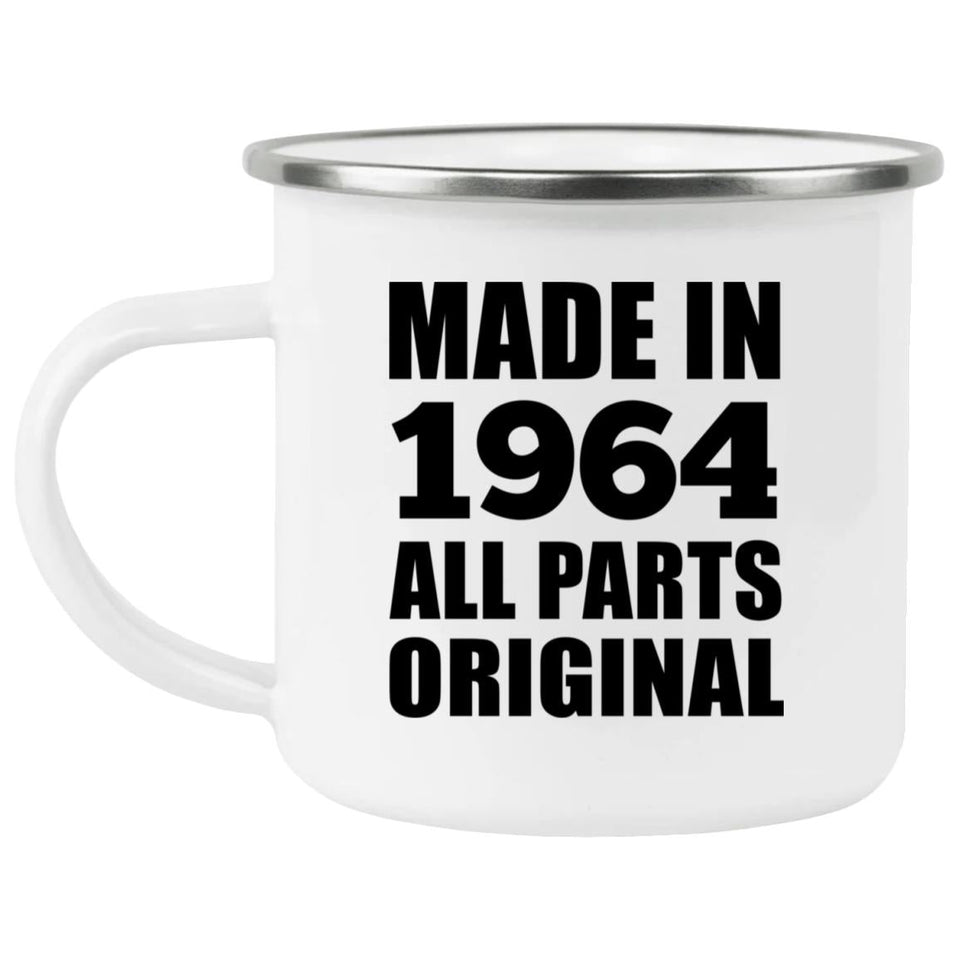60th Birthday Made in 1964 All Parts Original - 12oz Camping Mug