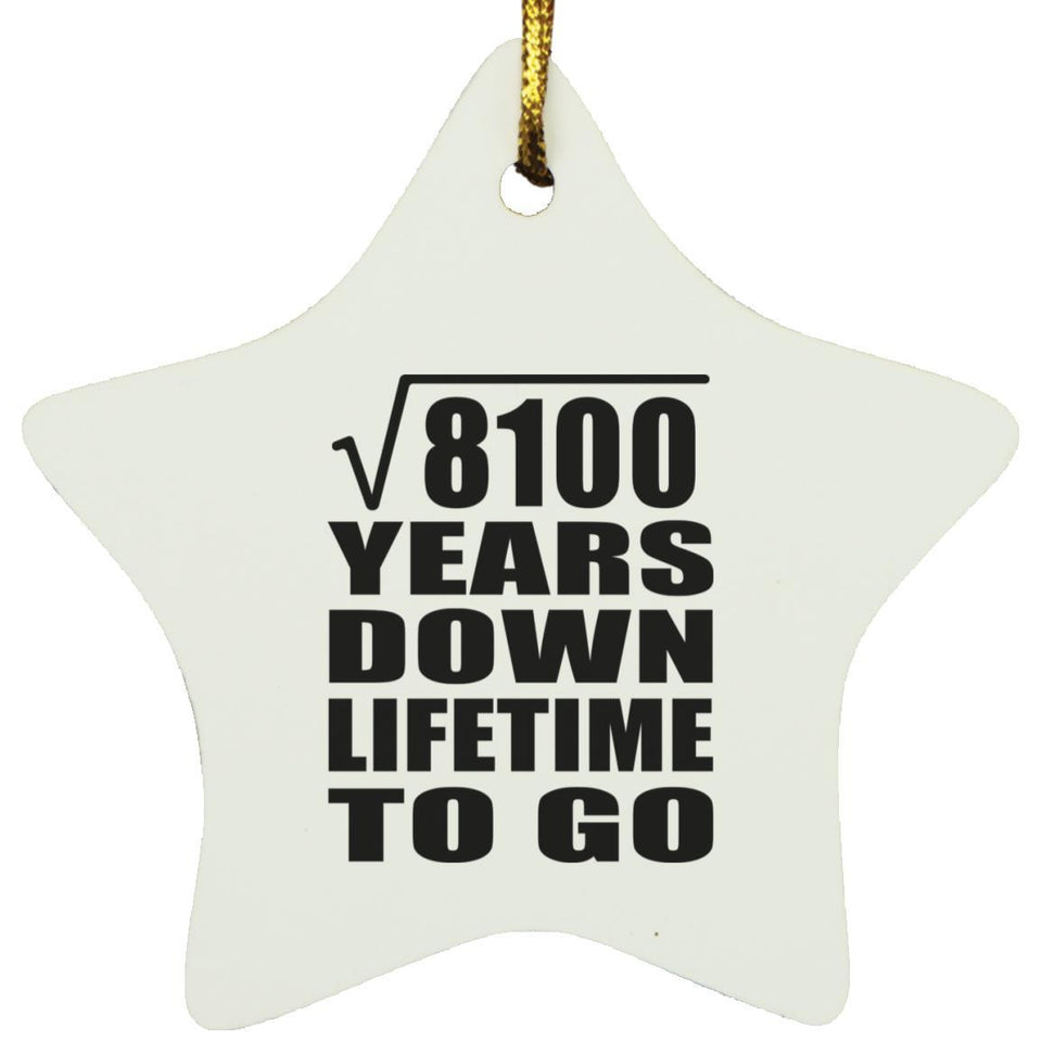 90th Anniversary Square Root of 8100 Years Lifetime To Go - Star Ornament