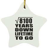 90th Anniversary Square Root of 8100 Years Lifetime To Go - Star Ornament