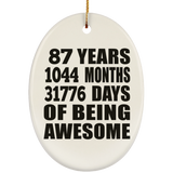 87th Birthday 87 Years 1044 Months 31776 Days Of Awesome - Oval Ornament