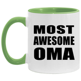 Most Awesome Oma - 11oz Accent Mug Green