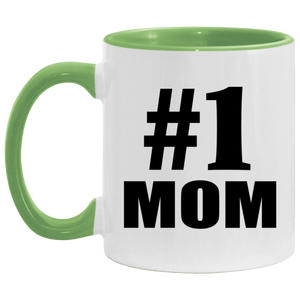 Number One #1 Mom - 11oz Accent Mug Green